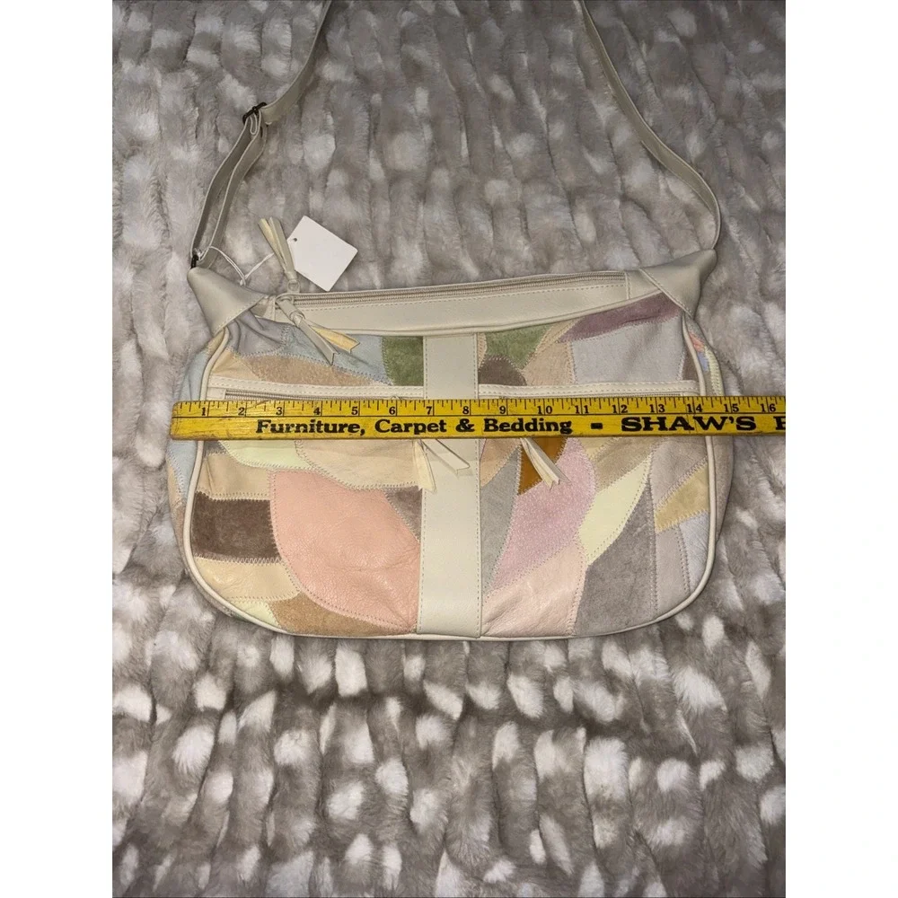 Vintage Patchwork Geometric Color block Leather Purse Handbag Adjustable‎ Strap